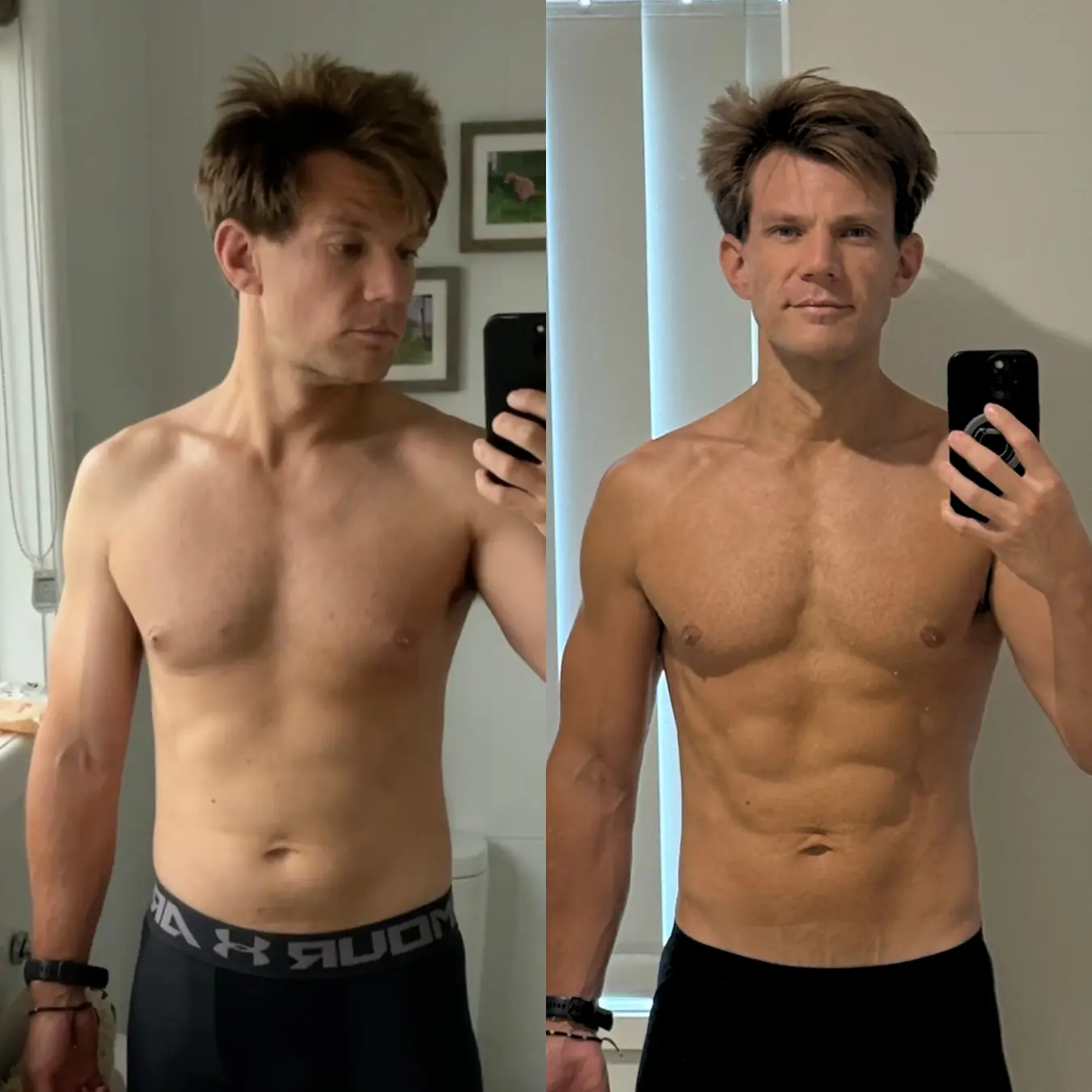 David Robb January to December 2025 transformation – before and after body composition change